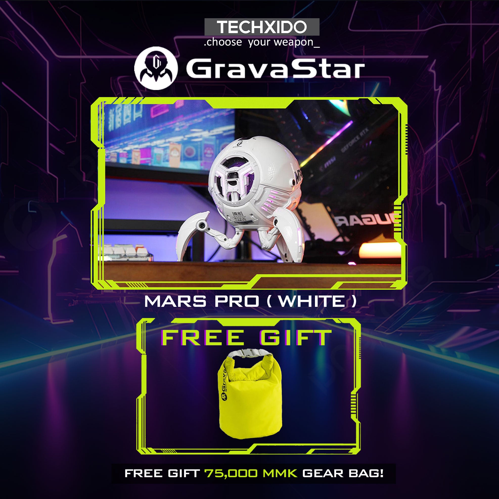 GravaStar Mars Pro Bluetooth Speaker (White)