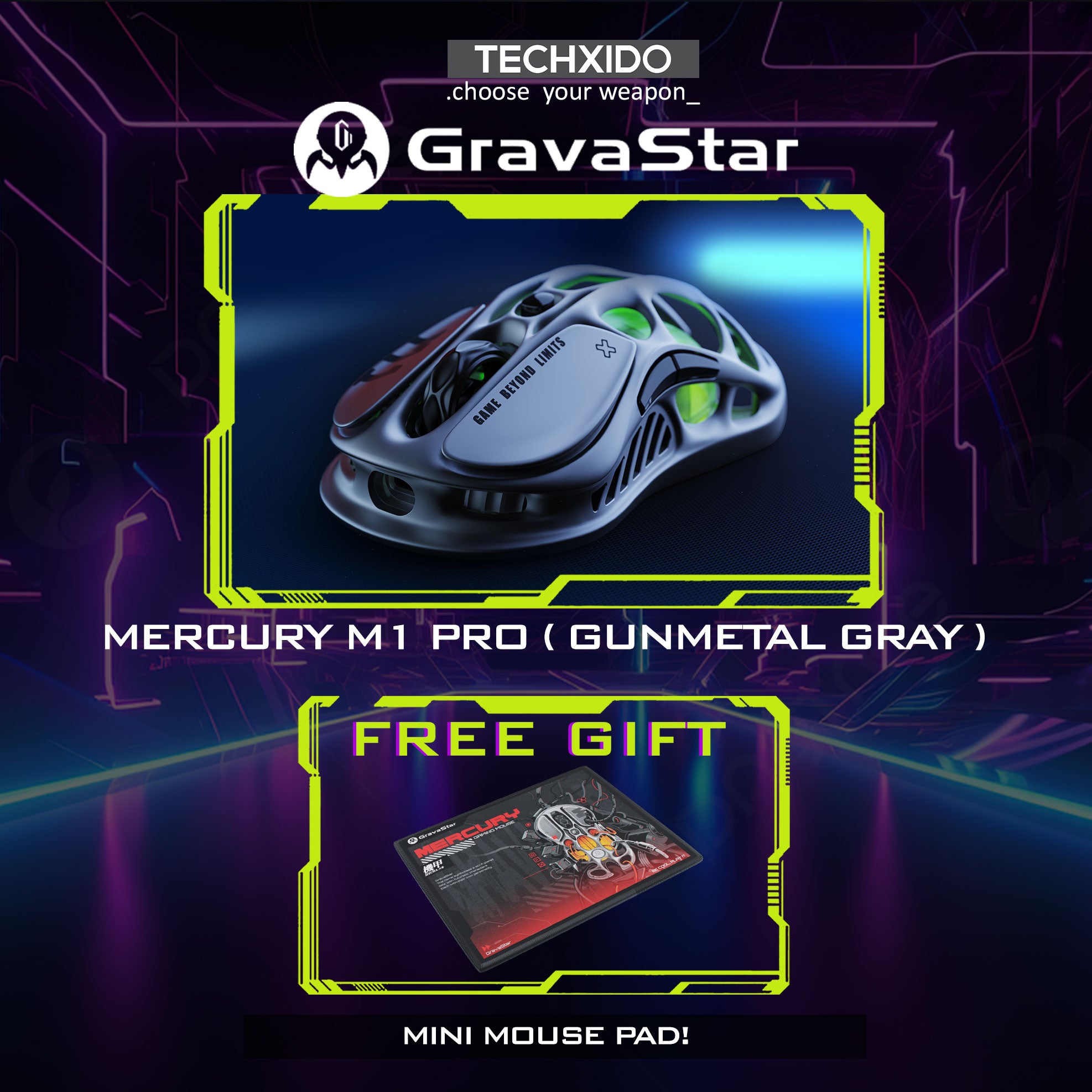 Mercury M1 Pro Wireless Gaming Mouse (Gunmetal Gray)