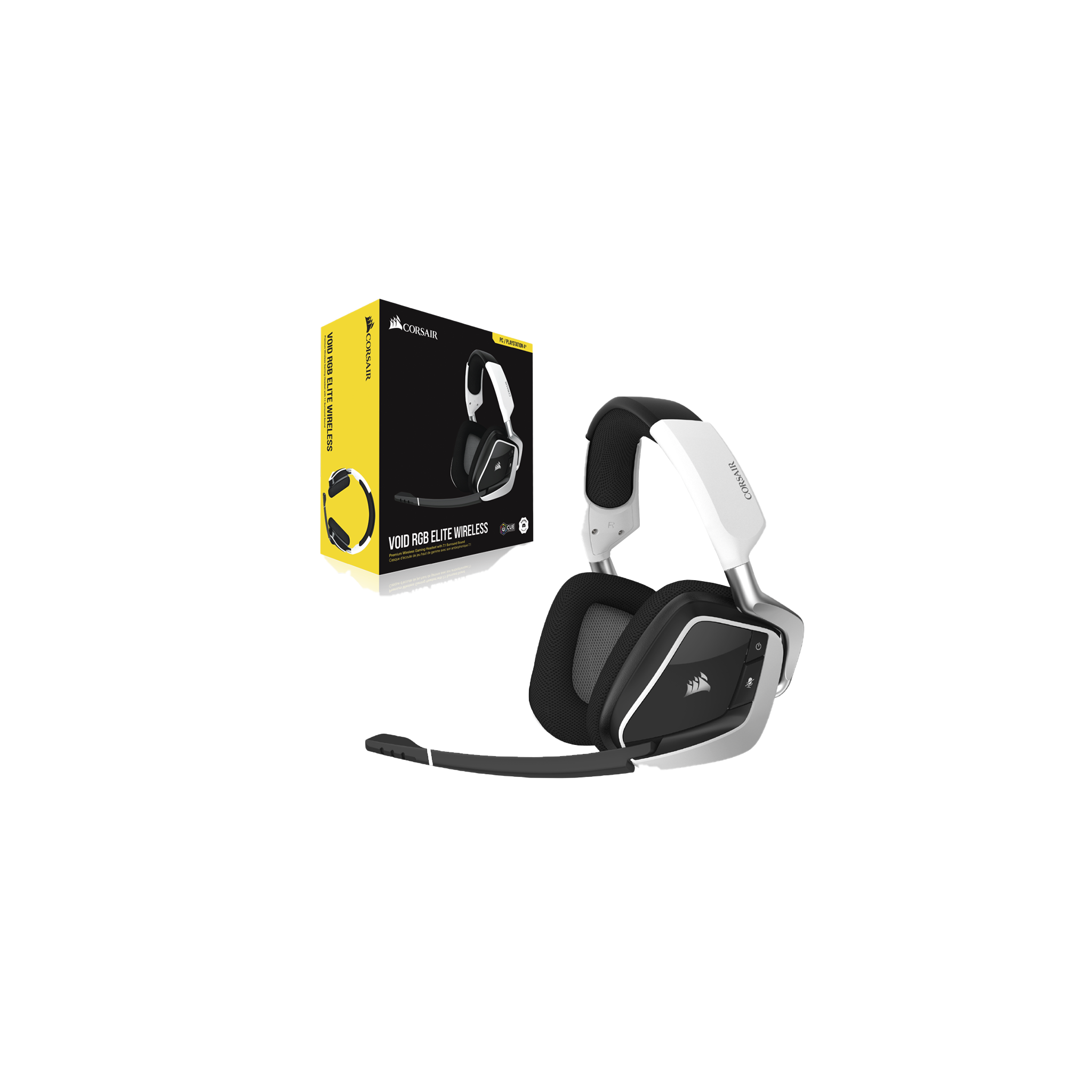 Corsair VOID RGB ELITE Wireless Premium Gaming Headset with 7.1 Surround Sound — White